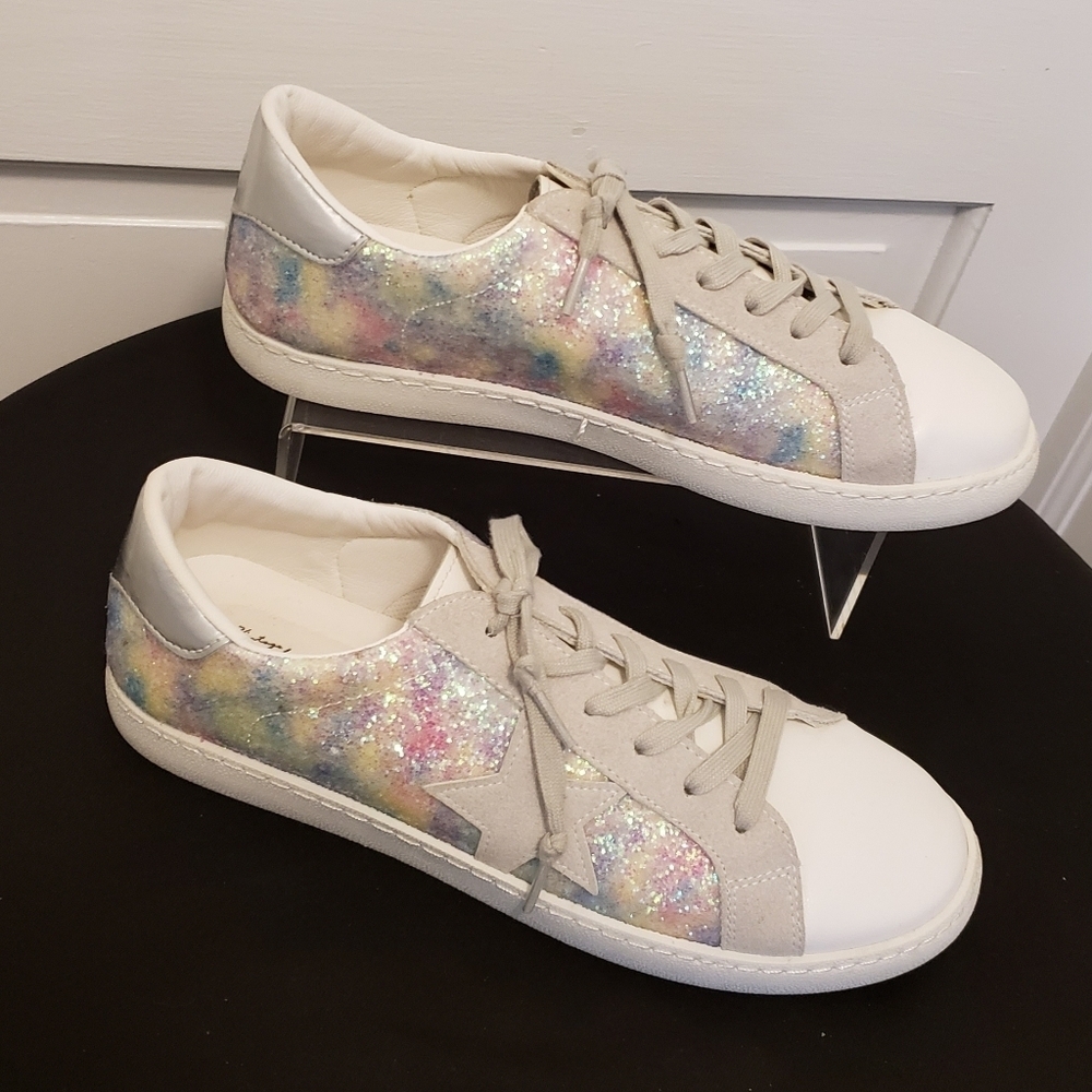 EC Vintage Havana "BIANCA" Sneakers Size 10, Multicolored Glitter Panels, Grey
